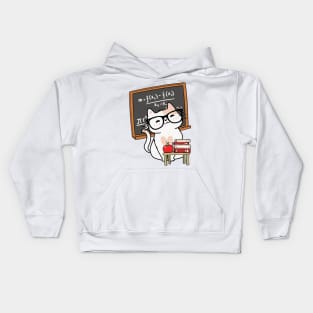 Funny White Cat is teaching Kids Hoodie